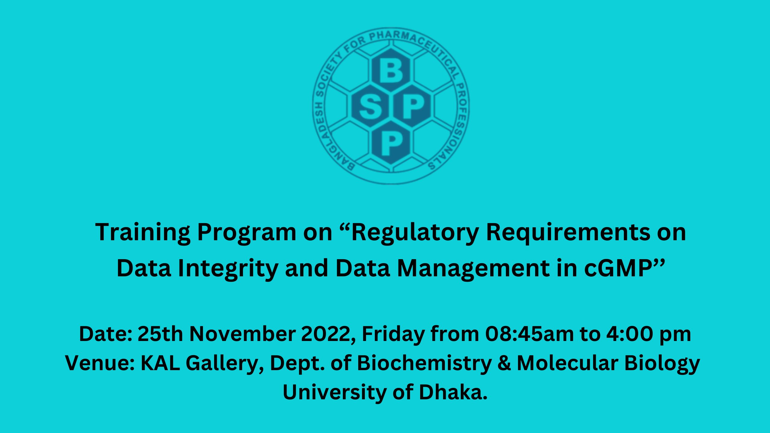 Training Program on “Regulatory Requirements on Data Integrity and Data Management in cGMP’’